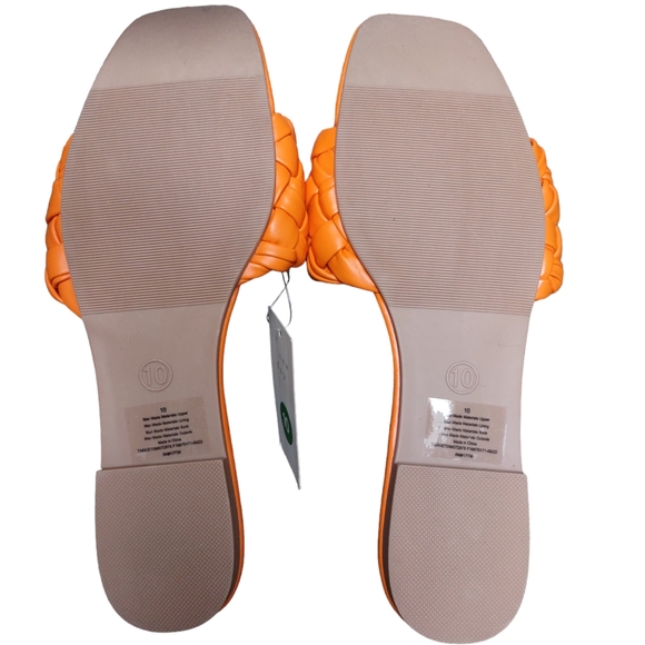 A. New Day Size 10 Orange Carissa  Braided Flat Slide In Sandals - Picture 7 of 11